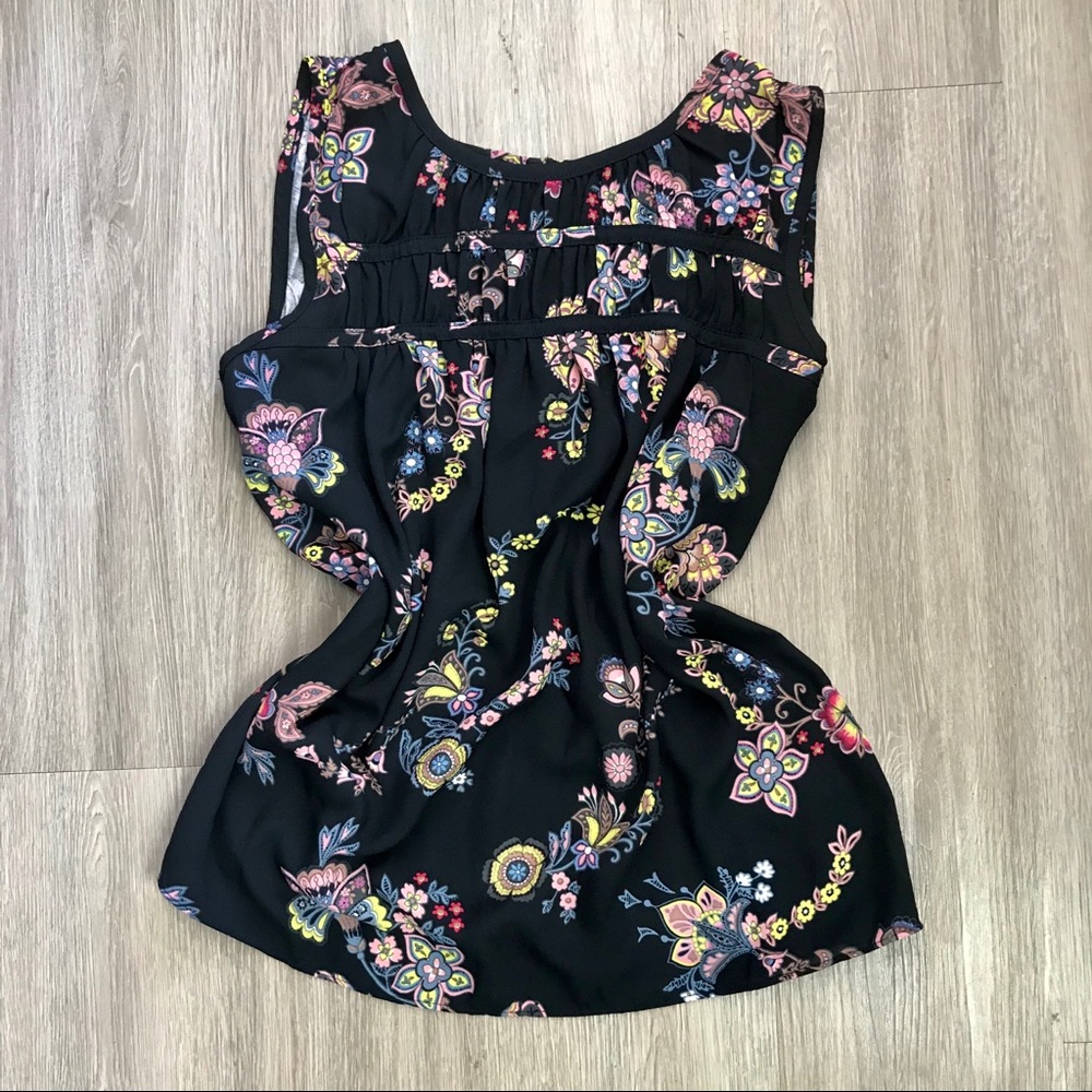 Loft Navy Paisley Sleeveless Blouse